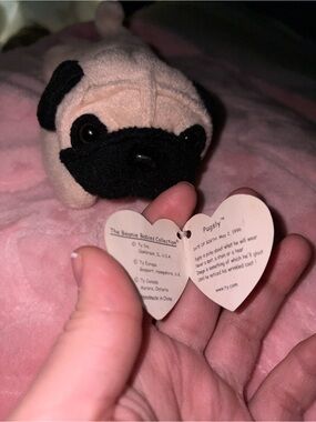 Ty Pugsly Beanie Baby Plush - Beige and Black